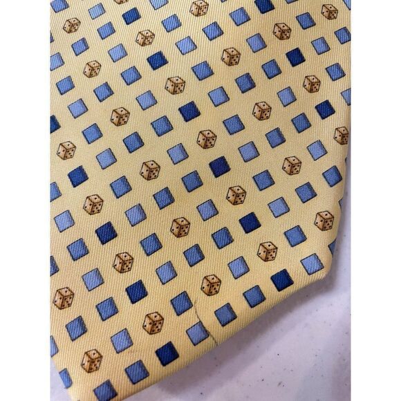 Salvatore Ferragamo Yellow Silk Dice Gambling Necktie - Picture 5 of 6